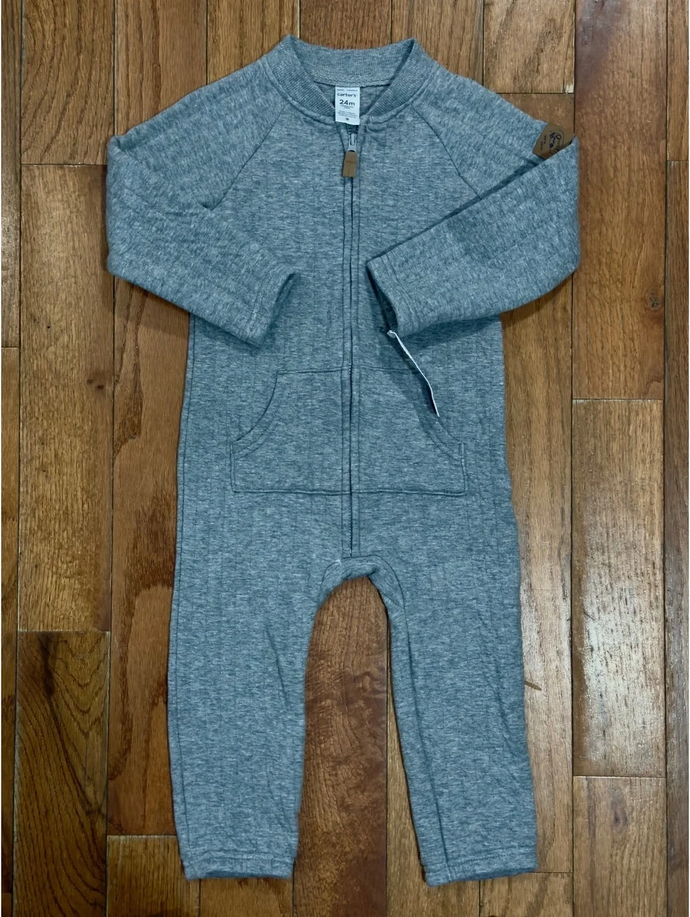 Carters 24 Months Gray Zip-Up One-Piece Romper